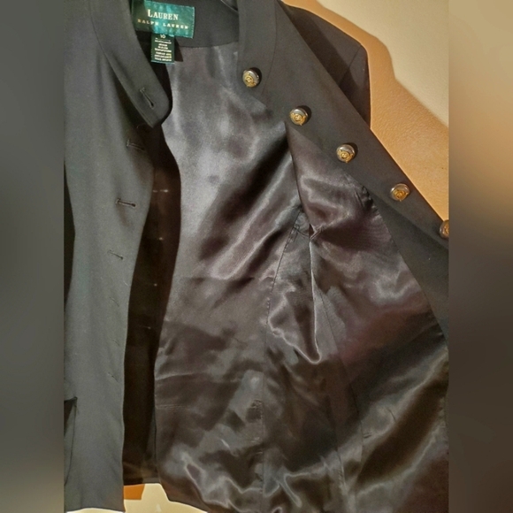 Lauren Ralph Lauren Mandarin Neck Military Style Wool Blazer Size 10 - Picture 3 of 9